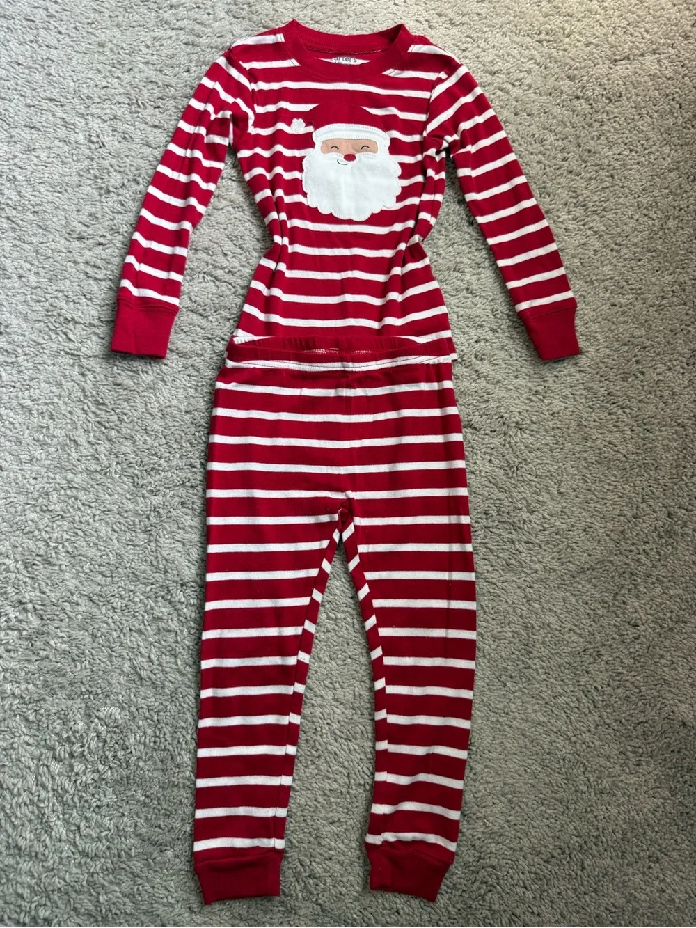 Carter's Red and White Striped Santa Pajama Set